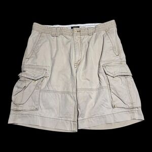 Polo Ralph Lauren 100% Cotton Baggy Tan‎ Distressed Cargo Shorts Men's 38